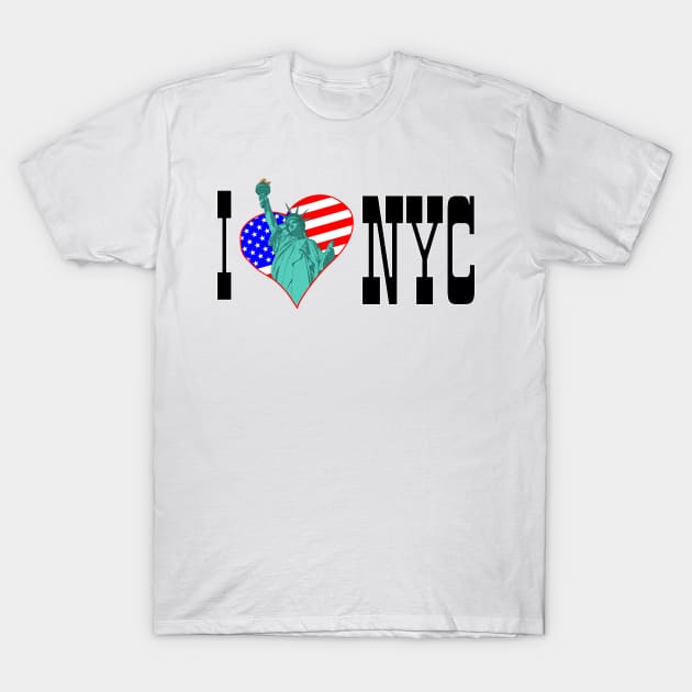 Statue of Liberty in the heart and I love NYC T-Shirt by STARSsoft